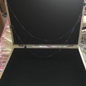 Blue long double layered necklace